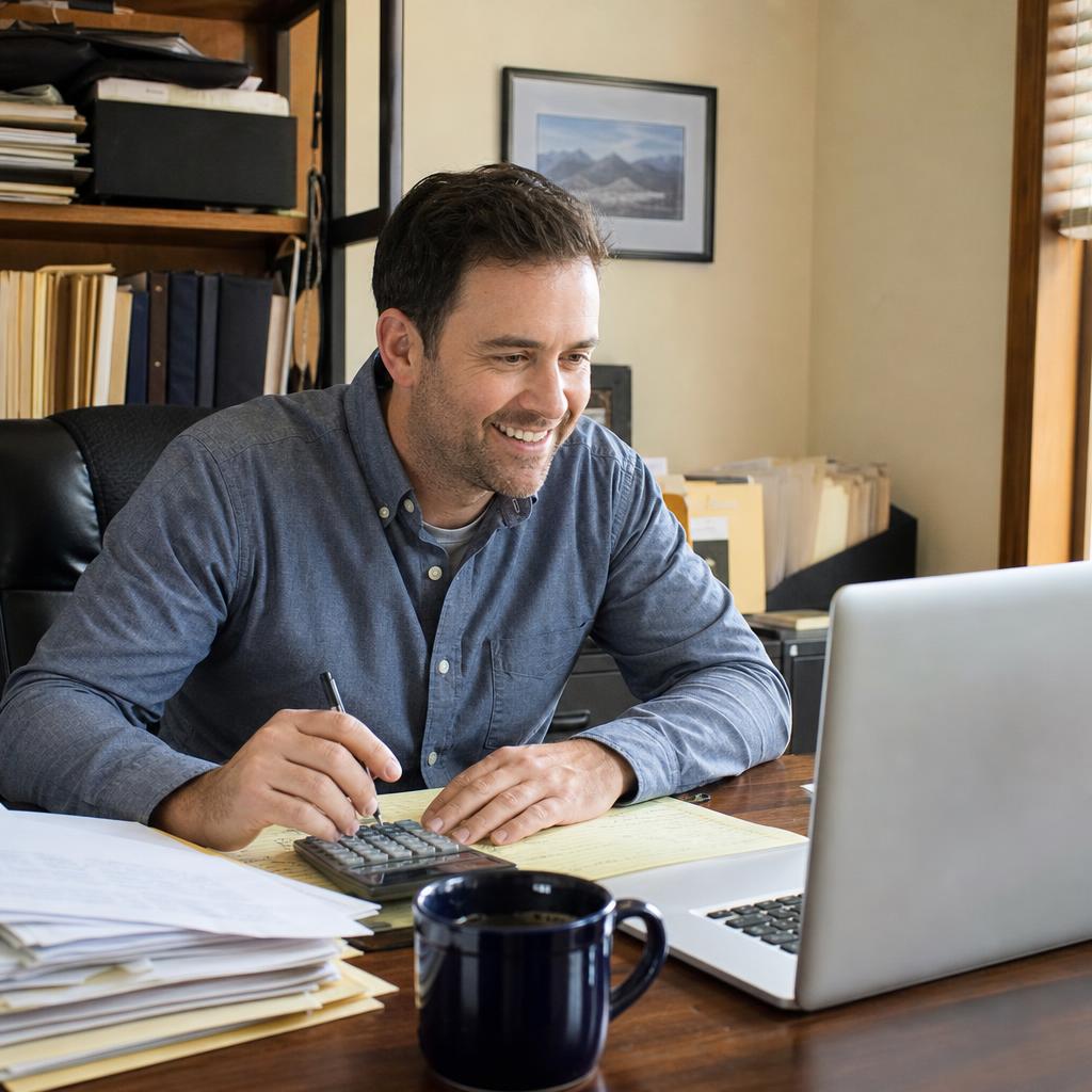 Independent accountant working in a home office